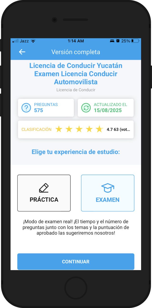 ¡Prueba un examen real con el Modo Examen! ¡Prueba un examen real con el Modo Examen!