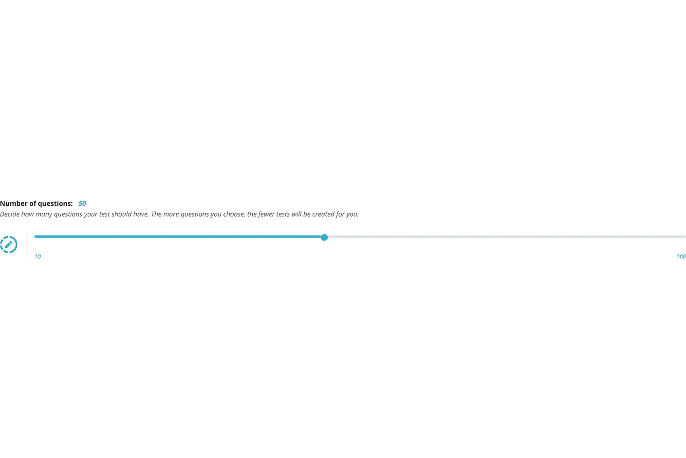 Change the number of questions selector of Prince Edward Island Education Assessments (PEIEA) Practice Test practice test