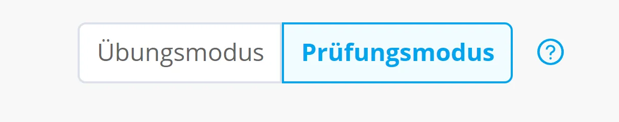 Hier ist ein Screenshot der Auswahl vom Prüfungsmodus für den IRI(A) Instrument Rating Instructor - Physiologische und Psychologische Einflussgrößen Übungstest