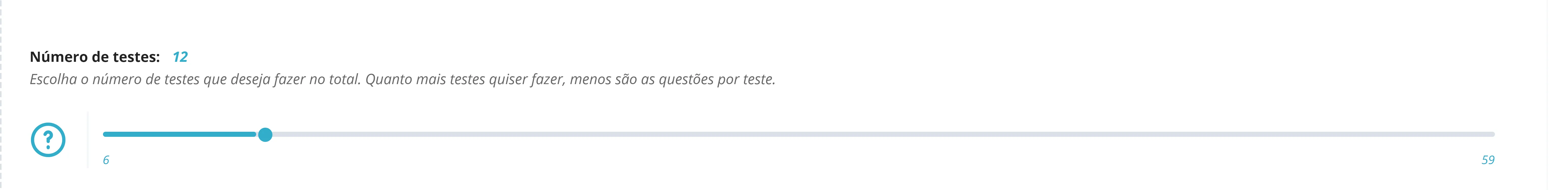 Escolha qual o número de testes que quer fazer Profissao